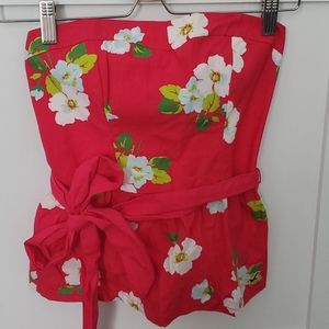 Hollister fit & flare floral strapless top NWT